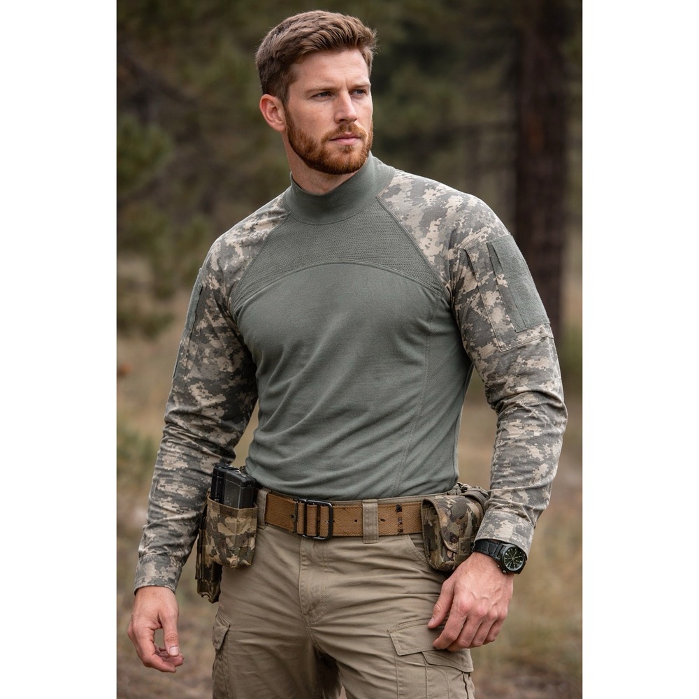 Massif Flame Resistant Combat Shirt FR Tactical Base‎ Layer Digital Camo Small